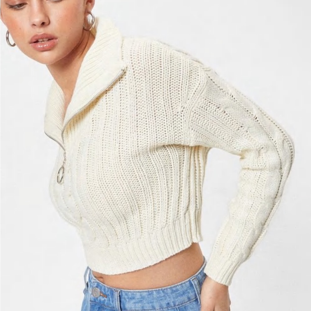 Cable Knit Cropped Sweater - image 2